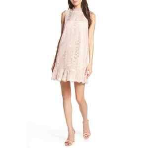 BB Dakota women's Mock Neck Sleeveless Lace Mini Shift Dress in Rose Size L $159